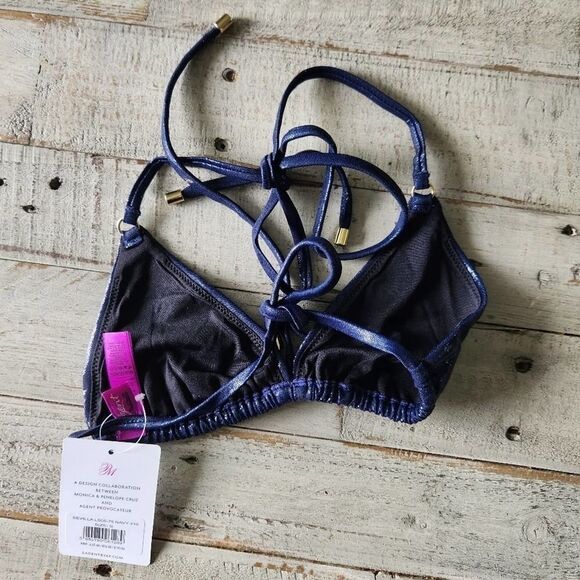 NWT L’AGENT BY AGENT PROVOCATEUR Sevilla Bikini Top  Metallic NAVY Size Small - Picture 5 of 5